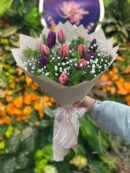 10'lu Pembe Mor Lale Buketi