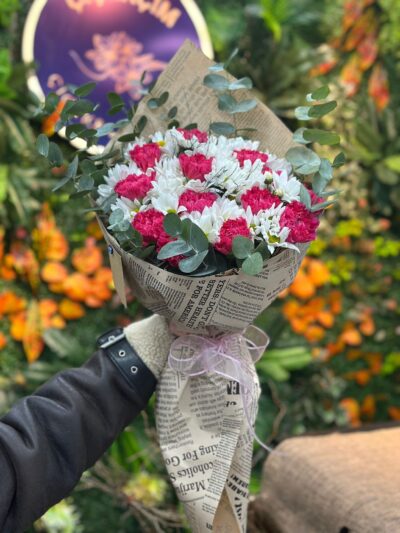 Papatya Pembe Karanfil Buketi