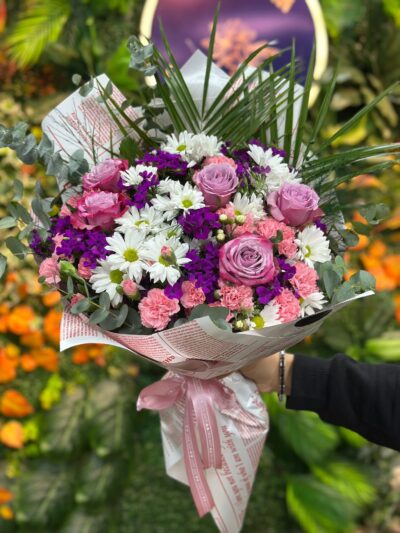 Pembe Lila Karışık Mevsim Buketi 2