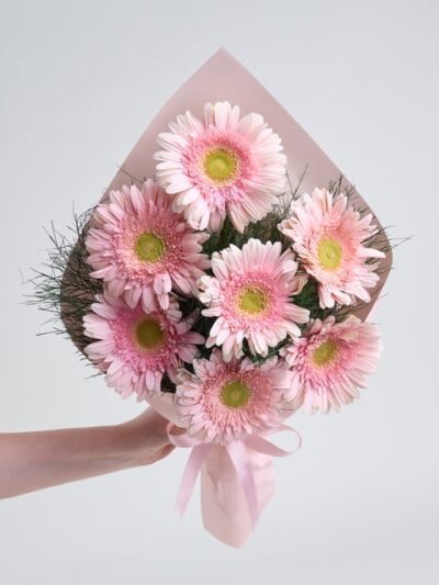 Pudra Bukette Pembe Gerberalar