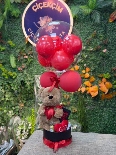 Ayıcıklı Balonlu Hediye Kutusu