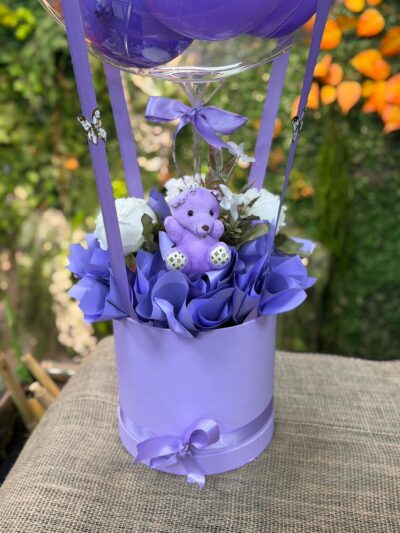 Lila Renkli Hoş geldin Bebek Balonlu Kutu