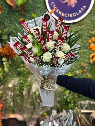 Dido Çikolata Beyaz Gül Buketi