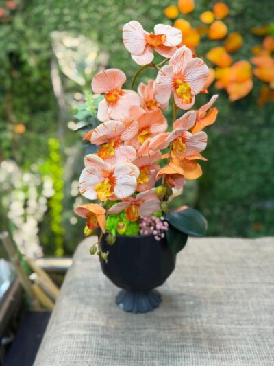 Yapay Çift Dallı Turuncu Orkide